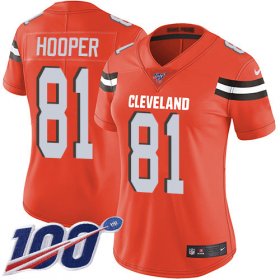 Wholesale Cheap Nike Browns #81 Austin Hooper Orange Alternate Women\'s Stitched NFL 100th Season Vapor Untouchable Limited Jersey