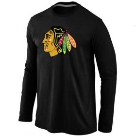 Wholesale Cheap NHL Chicago Blackhawks Big & Tall Logo Long Sleeve T-Shirt Black