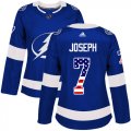 Cheap Adidas Lightning #7 Mathieu Joseph Blue Home Authentic USA Flag Women's Stitched NHL Jersey