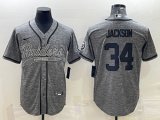 Wholesale Cheap Men's Las Vegas Raiders #34 Bo Jackson Gray With Patch Cool Base Stitched Baseball Jersey