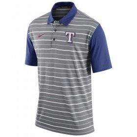 Wholesale Cheap Men\'s Texas Rangers Nike Gray Dri-FIT Stripe Polo