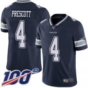 Wholesale Cheap Nike Cowboys #4 Dak Prescott Navy Blue Team Color Men's Stitched NFL 100th Season Vapor Limited Jersey