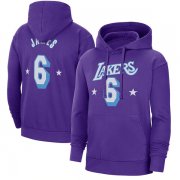 Wholesale Cheap Men's Los Angeles Lakers #6 LeBron James Purple Pullover Hoodie