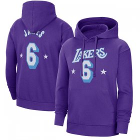 Wholesale Cheap Men\'s Los Angeles Lakers #6 LeBron James Purple Pullover Hoodie