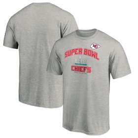 Wholesale Cheap Men\'s Kansas City Chiefs NFL Heather Gray Super Bowl LIV Bound Heart & Soul T-Shirt