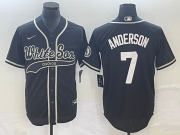 Wholesale Cheap Men's Chicago White Sox #7 Tim Anderson Black Cool Base Stitched Baseball Jersey 1
