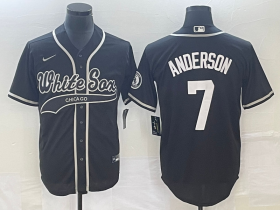 Wholesale Cheap Men\'s Chicago White Sox #7 Tim Anderson Black Cool Base Stitched Baseball Jersey 1