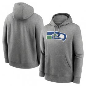 Cheap Men\'s Seattle Seahawks Heather Gray Primary Logo Long Sleeve Hoodie T-Shirt