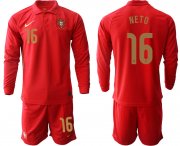 Wholesale Cheap Men 2021 European Cup Portugal home red Long sleeve 16 Soccer Jersey