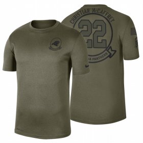 Wholesale Cheap Carolina Panthers #22 Christian Mccaffrey Olive 2019 Salute To Service Sideline NFL T-Shirt