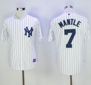 Wholesale Cheap Yankees #7 Mickey Mantle White Name On Back 75TH Stitched MLB Jersey