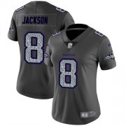 Wholesale Cheap Nike Ravens #8 Lamar Jackson Gray Static Women's Stitched NFL Vapor Untouchable Limited Jersey