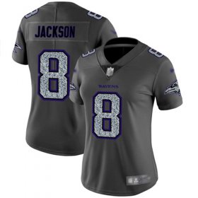 Wholesale Cheap Nike Ravens #8 Lamar Jackson Gray Static Women\'s Stitched NFL Vapor Untouchable Limited Jersey