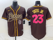 Wholesale Cheap Men's San Diego Padres #23 Fernando Tatis Jr Brown NEW 2023 City Connect Cool Base Stitched Jersey 1