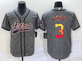 Wholesale Cheap Men's Houston Astros #3 Jeremy Pena Grey Gridiron Cool Base Stitched Baseball Jersey