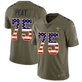 Wholesale Cheap Nike Saints #75 Andrus Peat Olive/USA Flag Youth Stitched NFL Limited 2017 Salute To Service Jersey