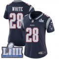 Wholesale Cheap Nike Patriots #28 James White Navy Blue Team Color Super Bowl LIII Bound Women's Stitched NFL Vapor Untouchable Limited Jersey