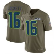 Wholesale Cheap Nike Seahawks #16 Tyler Lockett Olive Men's Stitched NFL Limited 2017 Salute to Service Jersey