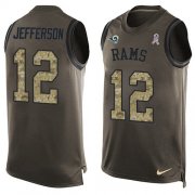 Wholesale Cheap Nike Rams #12 Van Jefferson Green Men's Stitched NFL Limited Salute To Service Tank Top Jersey