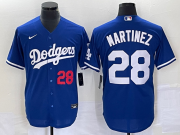 Wholesale Cheap Men's Los Angeles Dodgers #28 JD Martinez Number Blue Stitched Cool Base Nike Jersey