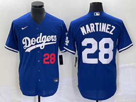Wholesale Cheap Men\'s Los Angeles Dodgers #28 JD Martinez Number Blue Stitched Cool Base Nike Jersey