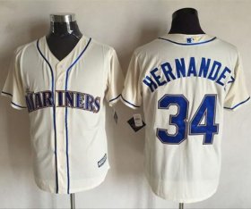 Wholesale Cheap Mariners #34 Felix Hernandez Cream New Cool Base Stitched MLB Jersey