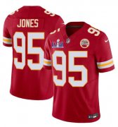 Cheap Men's Kansas City Chiefs #95 Chris Jones Red 2024 F.U.S.E. Super Bowl LVIII Patch Vapor Untouchable Limited Football Stitched Jersey