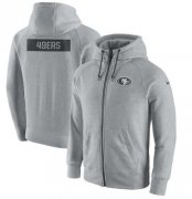 Wholesale Cheap Men's San Francisco 49ers Nike Ash Gridiron Gray 2.0 Full-Zip Hoodie