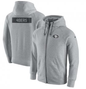 Wholesale Cheap Men\'s San Francisco 49ers Nike Ash Gridiron Gray 2.0 Full-Zip Hoodie