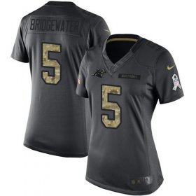 Wholesale Cheap Nike Panthers #5 Teddy Bridgewater Black Women\'s Stitched NFL Limited 2016 Salute to Service Jersey