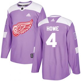 Wholesale Cheap Adidas Red Wings #4 Gordie Howe Purple Authentic Fights Cancer Stitched NHL Jersey