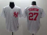 Wholesale Cheap Men New York Yankees 27 Stanton White red Game 2021 MLB Jersey