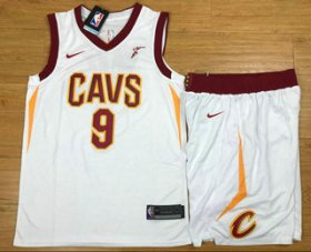 Wholesale Cheap Men\'s Cleveland Cavaliers #9 Dwyane Wade White 2017-2018 Nike Swingman Stitched NBA Jersey With Shorts