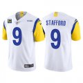 Wholesale Cheap Men's Los Angeles Rams 2022 #9 Matthew Stafford White With 4-star C Patch Stitched NFL Jersey