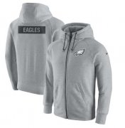 Wholesale Cheap Men's Philadelphia Eagles Nike Ash Gridiron Gray 2.0 Full-Zip Hoodie