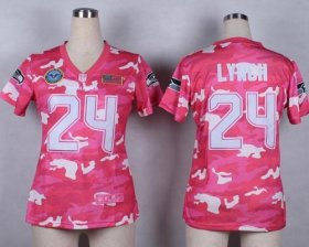 Wholesale Cheap Nike Seahawks #24 Marshawn Lynch Pink Women\'s Stitched NFL Elite Camo Fashion Jersey