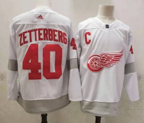 Wholesale Cheap Men\'s Detroit Red Wings #40 Henrik Zetterberg White Adidas 2020-21 Alternate Authentic Player NHL Jersey