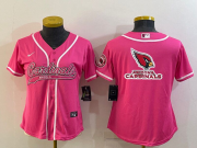 Wholesale Cheap Women's Arizona Cardinals Pink Team Big Logo With Patch Cool Base Stitched Baseball Jersey