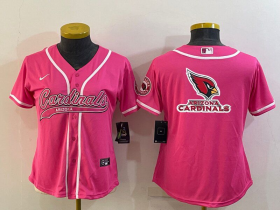 Wholesale Cheap Women\'s Arizona Cardinals Pink Team Big Logo With Patch Cool Base Stitched Baseball Jersey