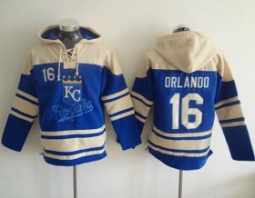 Wholesale Cheap Royals #16 Paulo Orlando Light Blue Sawyer Hooded Sweatshirt MLB Hoodie