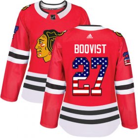 Wholesale Cheap Adidas Blackhawks #27 Adam Boqvist Red Home Authentic USA Flag Women\'s Stitched NHL Jersey