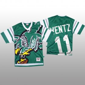 Wholesale Cheap NFL Philadelphia Eagles #11 Carson Wentz Green Men\'s Mitchell & Nell Big Face Fashion Limited NFL Jersey