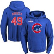 Wholesale Cheap Cubs #49 Jake Arrieta Blue 2016 World Series Champions Primary Logo Pullover MLB Hoodie