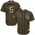 Wholesale Cheap Rockies #5 Carlos Gonzalez Green Salute to Service Stitched Youth MLB Jersey