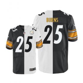 Wholesale Cheap Nike Steelers #25 Artie Burns White/Black Men\'s Stitched NFL Elite Split Jersey