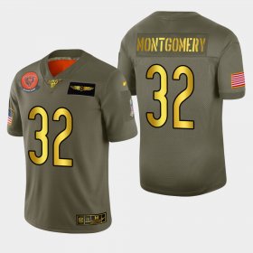 Wholesale Cheap Chicago Bears #32 David Montgomery Men\'s Nike Olive Gold 2019 Salute to Service Limited NFL 100 Jersey