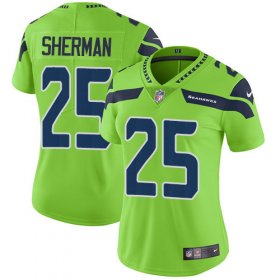 Wholesale Cheap Nike Seahawks #25 Richard Sherman Green Women\'s Stitched NFL Limited Rush Jersey