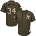 Wholesale Cheap Athletics #34 Rollie Fingers Green Salute to Service Stitched MLB Jersey