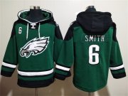 Wholesale Men's Philadelphia Eagles #6 DeVonta Smith Green Lace-Up Pullover Hoodie