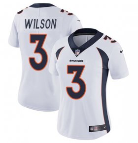 Wholesale Cheap Women\'s Denver Broncos #3 Russell Wilson White Vapor Limited Stitched Jersey(Run Small)